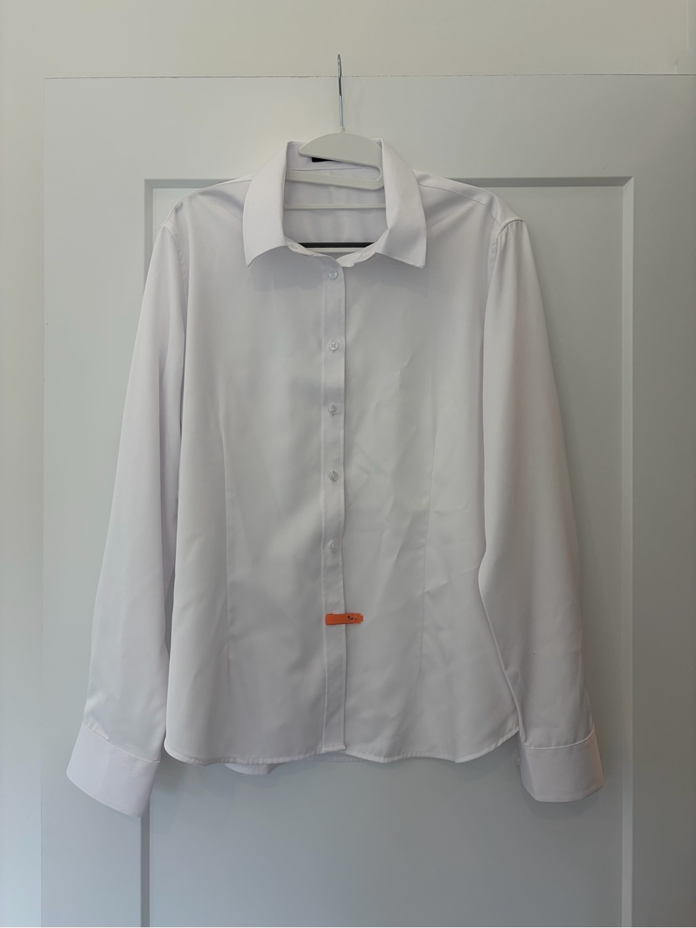 Women’s White Button-Down Shirt - Classic Collared Long Sleeve Large